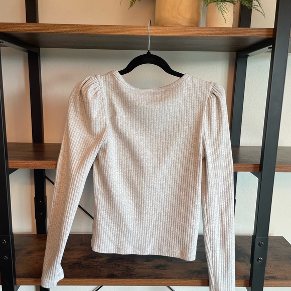 GAP Cream Ribbed Button-Up Top - Picture 3 of 3